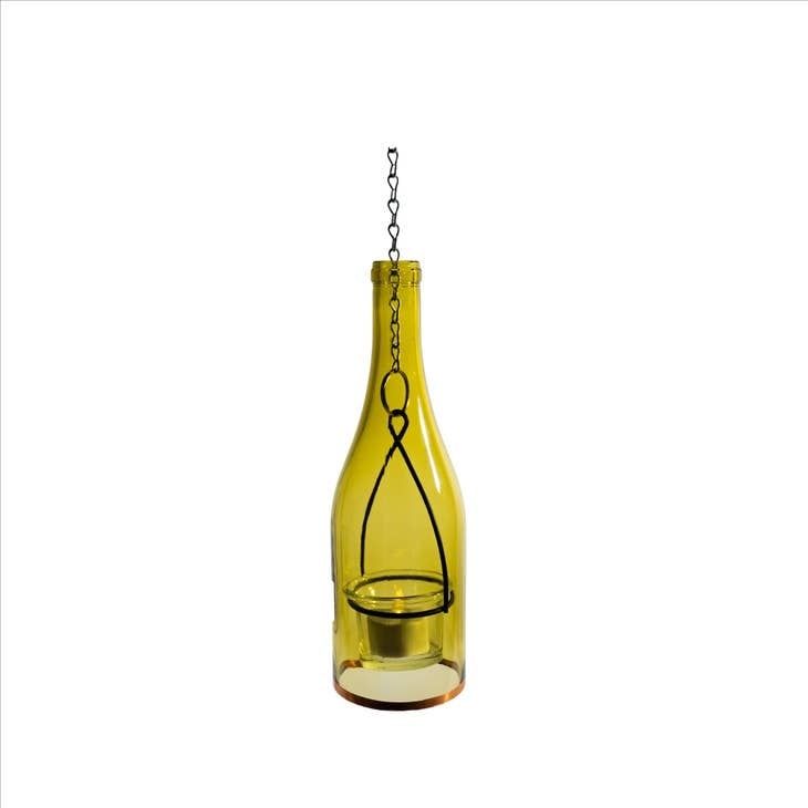 Wine Bottle Lantern - Yellow