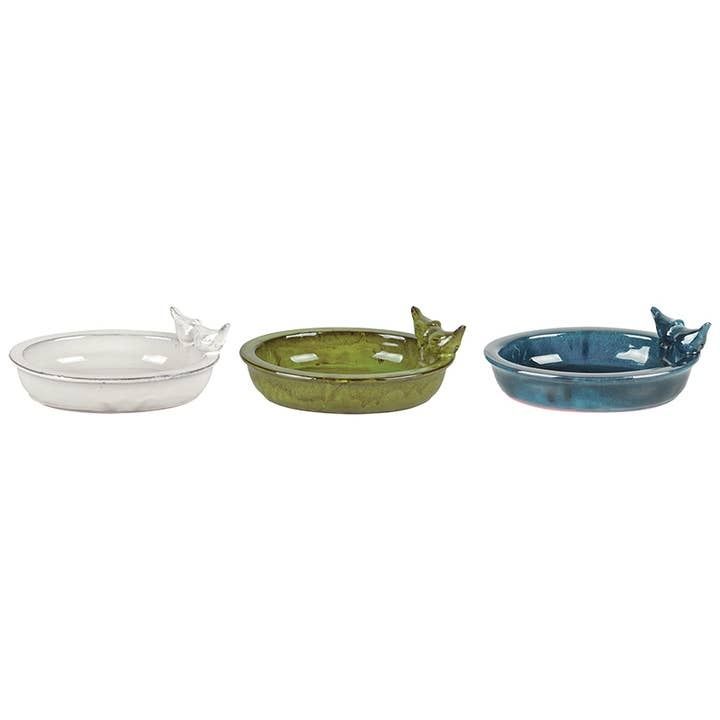 Esschert Small Ceramic BB w/2Birds, Color: White
