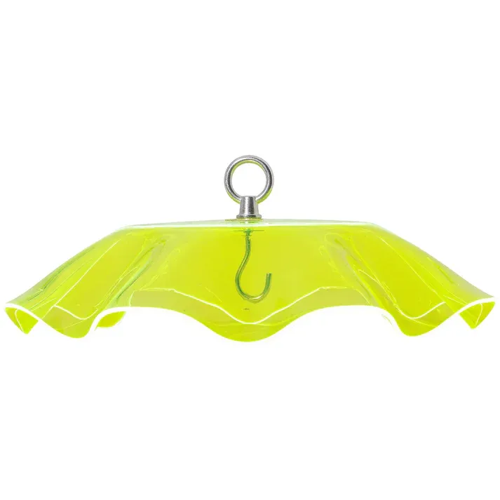 Fluorescent Green Protective Cover for Hanging Bird Feeder with Scalloped Edges