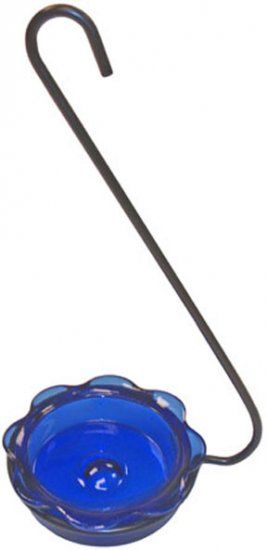 Hanging Glass Cup Feeder, Color: Blue