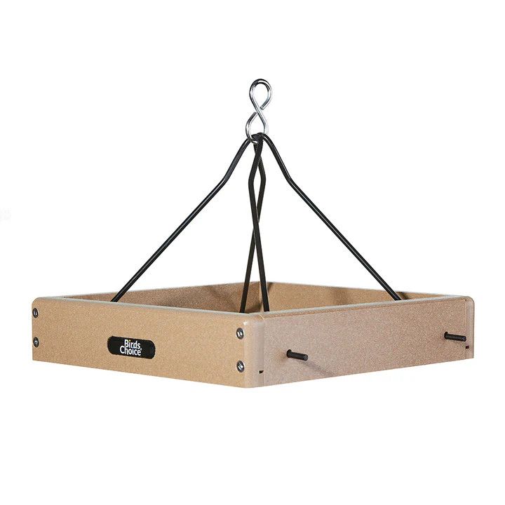 Hanging Platform Bird Feeder in Taupe Recycled Plastic Small