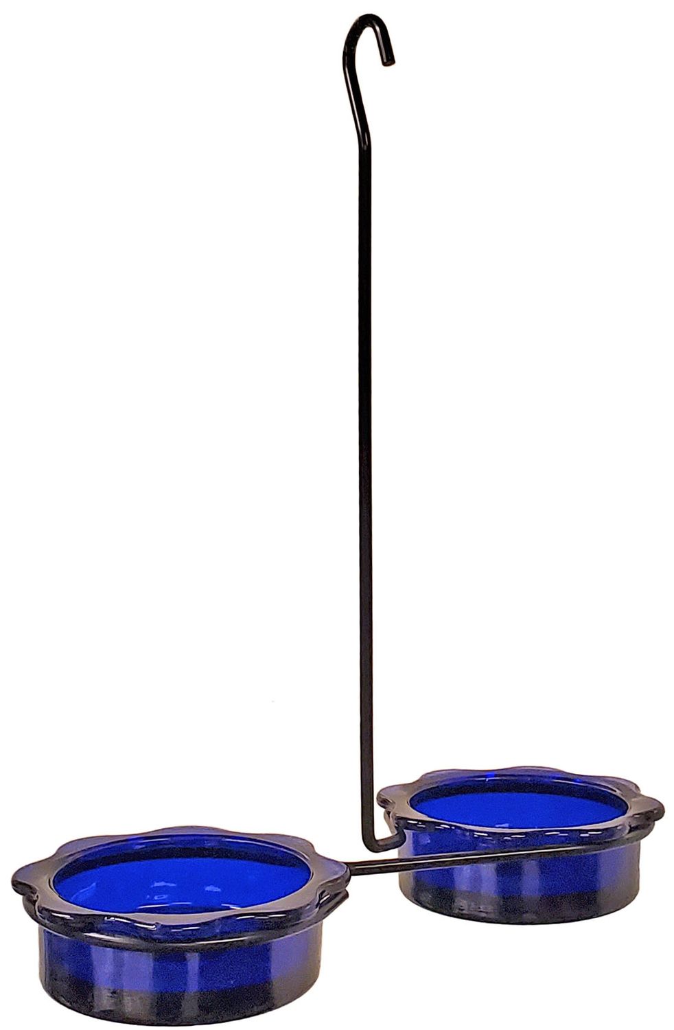 Double Dish Wire Hanger with Blue Glass Dishes
