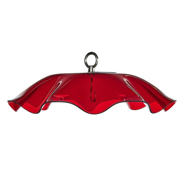Red Protective Cover for Hanging Bird Feeder with Scalloped Edges (Weatherguard)