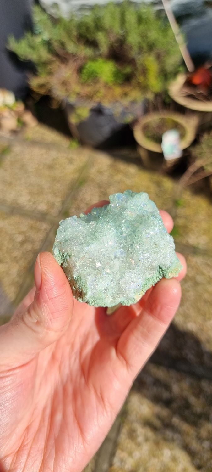 Groene Aura Kwarts Cluster - 80-110 gram