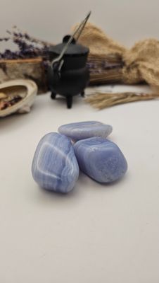 Blauwe Chalcedeoon trommelsteen - 35-40 gram