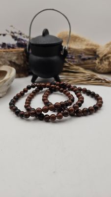 Mahonie Obsidiaan armband - 6 mm