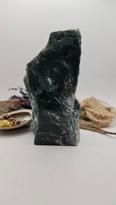 Mos Agaat sculptuur - voorkant gepolijst - 1446 gram