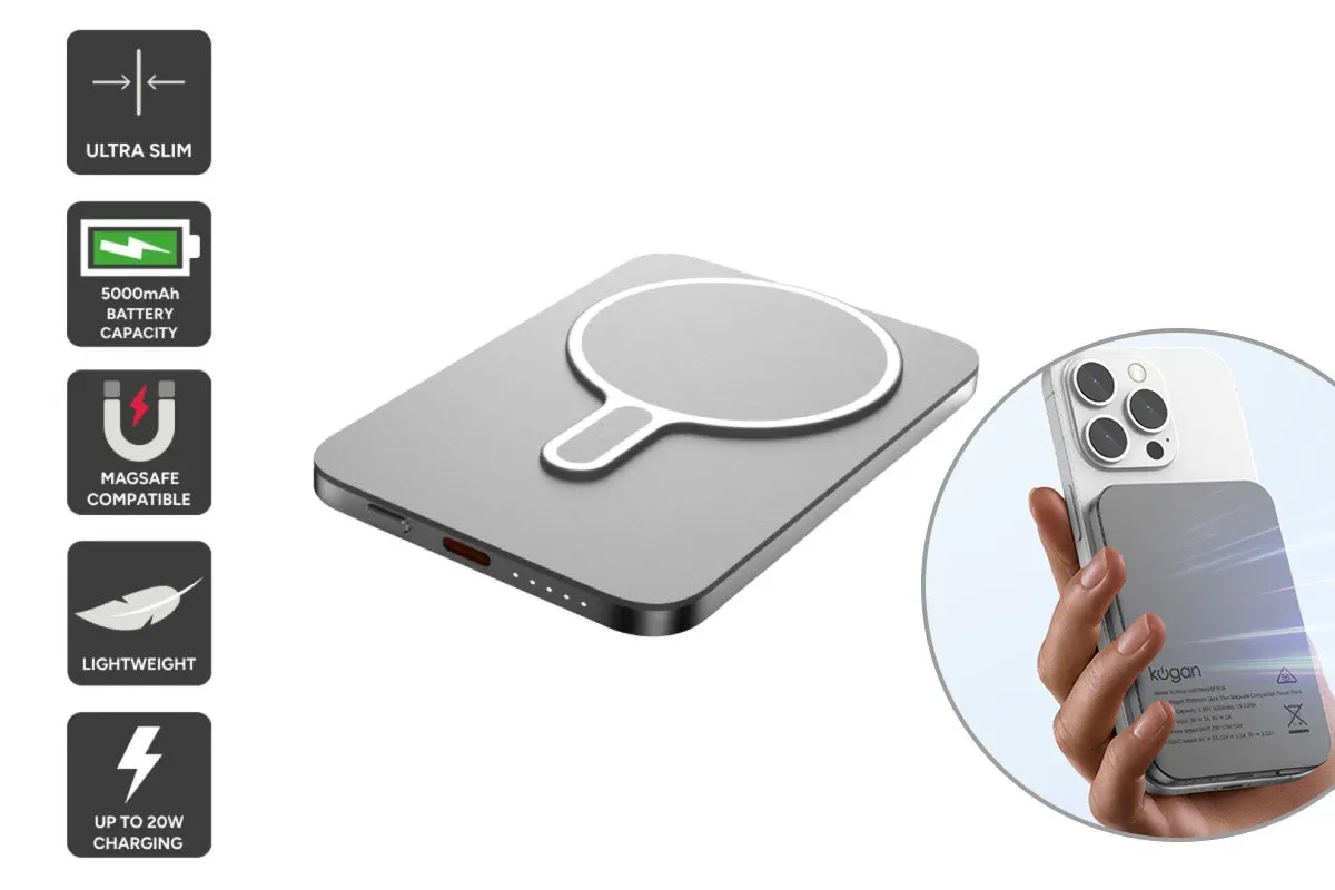 Kogan MagPulse 5000mAh Ultra Slim MagSafe Compatible Power Bank