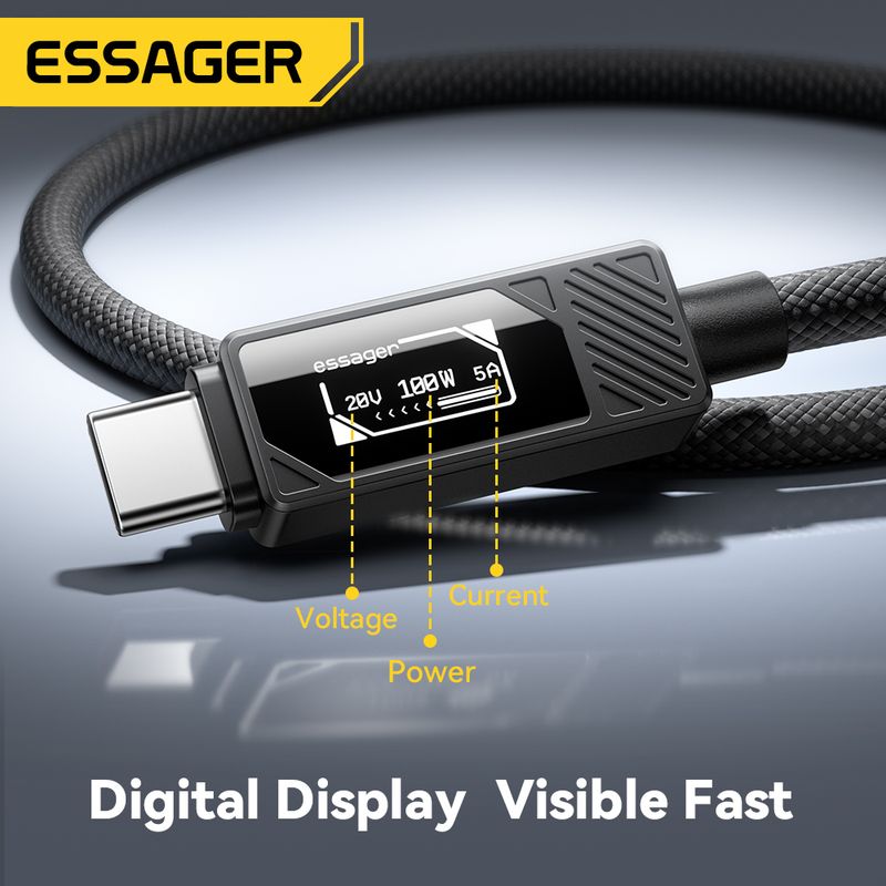 ESSAGER 100W Type C to C Cable With Digital Display