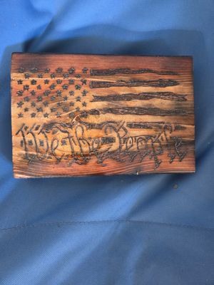 Small We The People woodburned flag