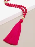 Matte Beaded Necklace with Tassel