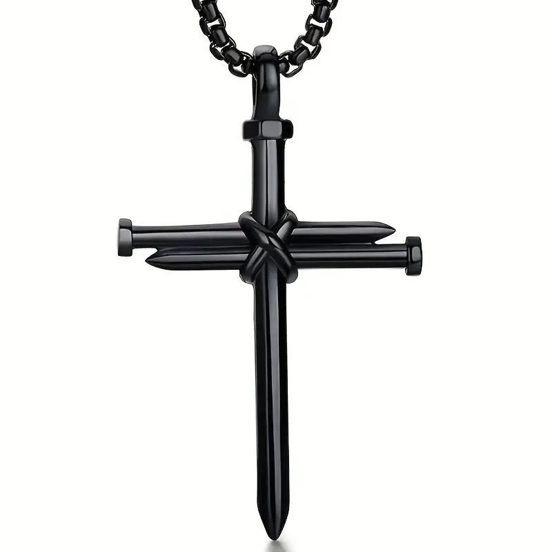 Stainless Steel Cross Pendant Necklace For Men