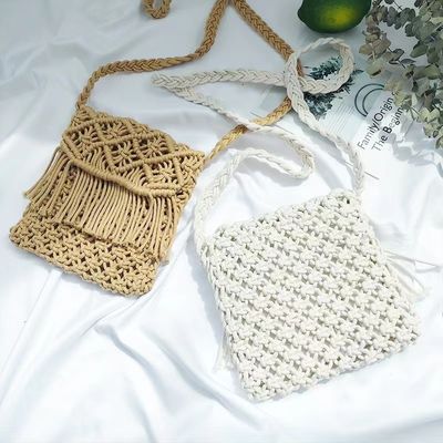 Cotton Rope Small Backpack With Woven Bag Bohemian