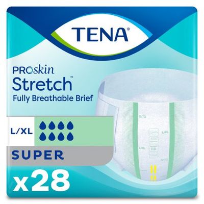 Unisex Adult Incontinence Brief TENA ProSkin Stretch™ Super Large / X-Large Disposable Heavy Absorbency. Case of 56