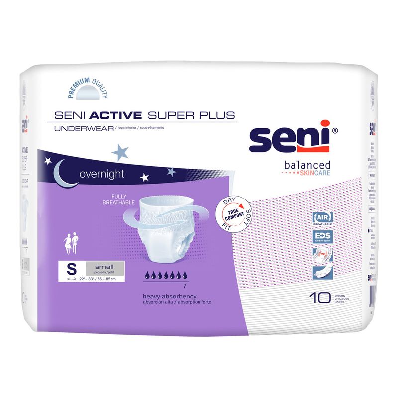 Unisex Adult Absorbent Underwear Seni® Active Super Plus Pull On with Tear Away Seams Small Disposable Heavy Absorbency. Case of 40