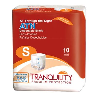 Unisex Adult Incontinence Brief Tranquility® ATN Small Disposable Heavy Absorbency. Case of 100