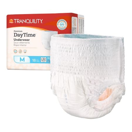 Unisex Adult Absorbent Underwear Tranquility® Premium DayTime™ Pull On with Tear Away Seams Medium Disposable Heavy Absorbency. Case of 72