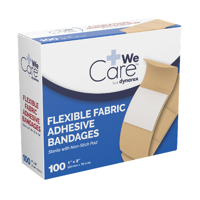 Adhesive Fabric Bandages Dynarex® 1 X 3 Inch Rectangle Tan, Sterile Box of 100