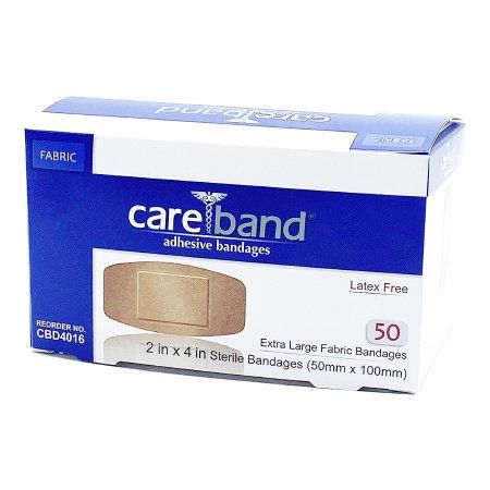 Adhesive Strip Careband™ 2 X 4 Inch Fabric Rectangle Tan Sterile. Box of 50