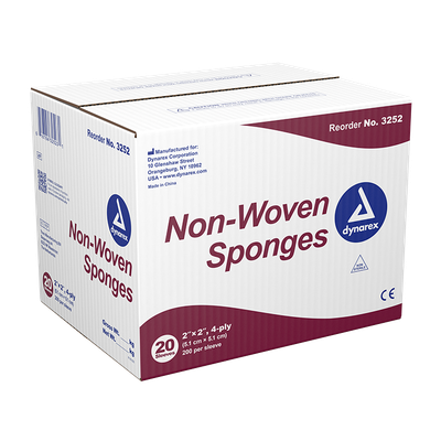 Nonwoven Sponge Dynarex® 2 X 2 Inch 4-Ply Non Sterile. Case of 20 Packs