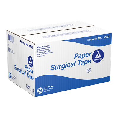 Medical Tape Dynarex® White 2 Inch X 10 Yard Paper Non Sterile. Case of 12 Boxes