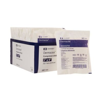 Abdominal Pad Dermacea™ 5 X 9 Inch Sterile 1 per Pack, Case of 12 Boxes
