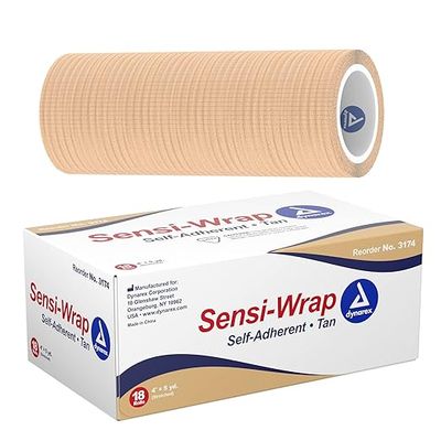 Dynarex® Cohesive Bandage Sensi-Wrap 4 Inch X 5 Yard Self-Adherent Closure Tan Non Sterile Standard Compression. Case of 18