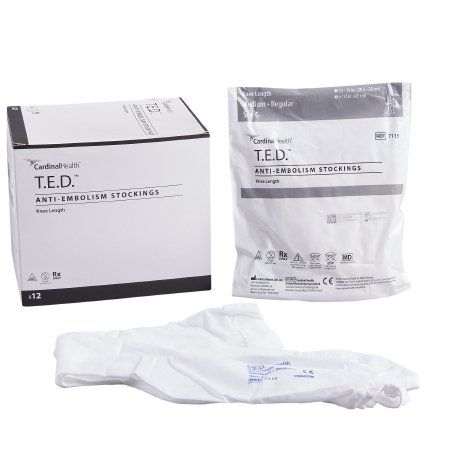 Anti-embolism Stocking T.E.D.™ Knee High Medium / Regular White Inspection Toe. 1 Pair