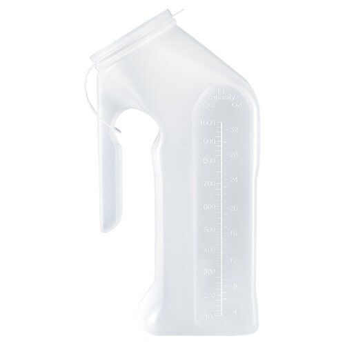 Male Urinal McKesson 1 Quart / 1000 mL With Closure Single Patient Use. Case of 50