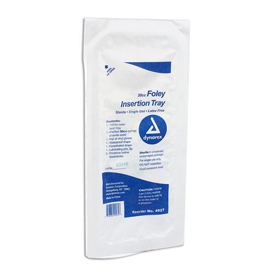 Catheter Insertion Tray Dynarex® Foley Without Catheter with 30cc Prefilled Syringe, Case of 20