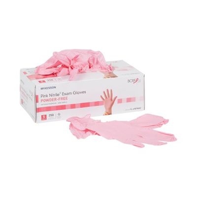 Exam Glove McKesson Pink Nitrile® Small Non Sterile Nitrile Standard Cuff Length Textured Fingertips Pink Not Rated. Box of 250