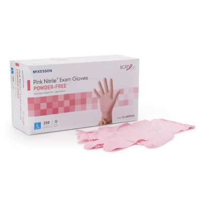 Exam Glove McKesson Pink Nitrile® Large Non Sterile Nitrile Standard Cuff Length Textured Fingertips Pink Not Rated, Box of 250