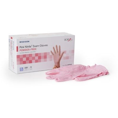 Exam Glove McKesson Pink Nitrile® X-Large Non Sterile Nitrile Standard Cuff Length Textured Fingertips Pink Not Rated, Box of 230