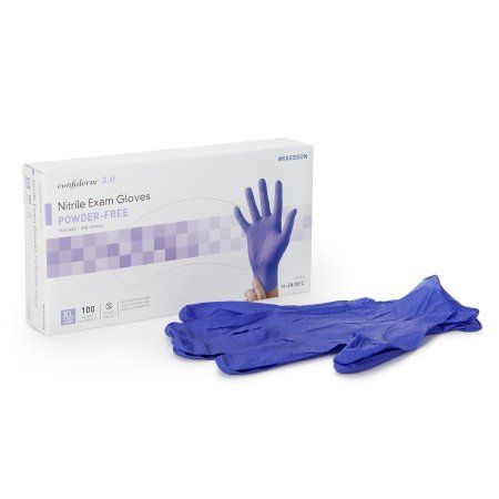 Exam Glove McKesson Confiderm® 3.0 X-Large Non Sterile Nitrile Standard Cuff Length Textured Fingertips Blue Not Rated, Box of 100