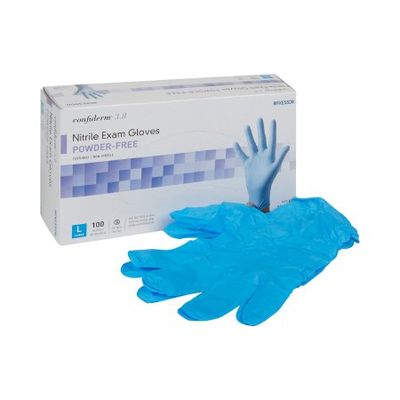 Exam Glove McKesson Confiderm® 3.8 Large Non Sterile Nitrile Standard Cuff Length Textured Fingertips Blue Not Rated, Box of 100