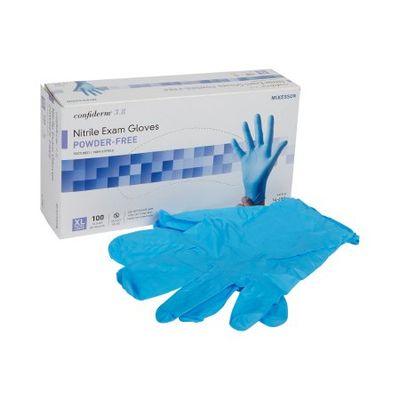 Exam Glove McKesson Confiderm® 3.8 X-Large Non Sterile Nitrile Standard Cuff Length Textured Fingertips Blue Not Rated, Box of 100