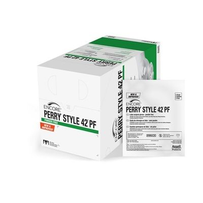 Surgical Glove ENCORE® Perry® Style 42® PF Size 6.5 Sterile Latex Standard Cuff Length Micro-Textured Natural Chemo Tested, Box of 50 Pairs