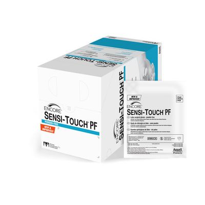 Surgical Glove ENCORE® Sensi-Touch® PF Size 6 Sterile Latex Standard Cuff Length Micro-Textured Natural Chemo Tested, Box of 50 Pairs