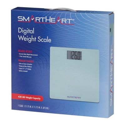 Floor Scale SmartHeart Digital Display 438 lbs. / 199 kg Capacity Gray Battery Operated