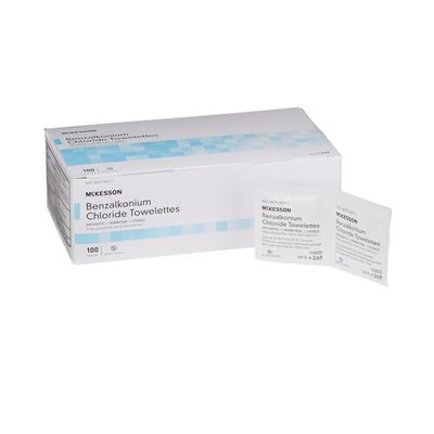 Antiseptic Skin Towelette McKesson Individual Packet Unscented, Box of 100