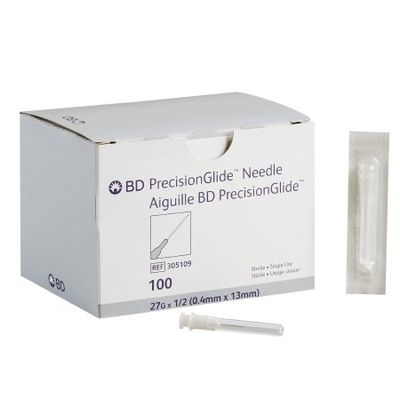 Hypodermic Needle PrecisionGlide™ 1/2 Inch Length 27 Gauge Thin Wall Without Safety. Box of 100