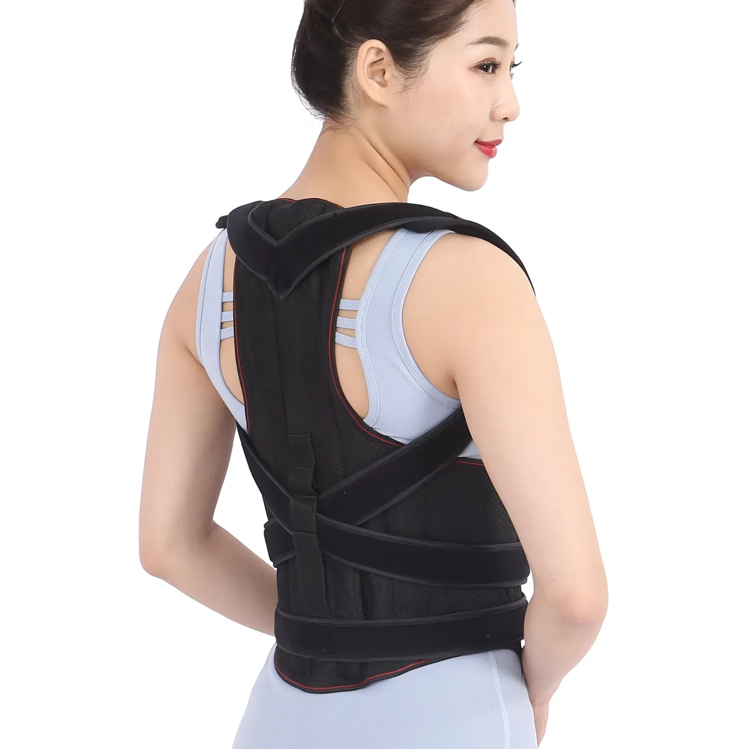 Lumbar Back Support with 2 Aluminum Strips, Black 1 Each