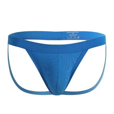 Men&#39;s Athletic Supporter / Jock Straps Sexy Breathable Workout Underwear Classic Style Boxer. Made Nylon Knitted Waist. Blue
