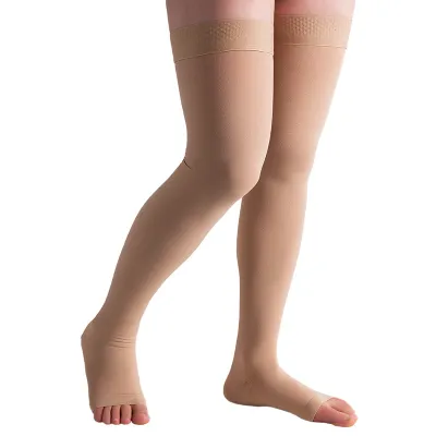 Compression Socks for Varicose Veins Thigh High 15-21 Mmhg, Open Toe Beige. 1 Pair