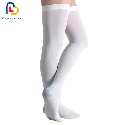 Medical Anti Embolism Ted Thigh High Stockings, 15-21mmHg Open Toe, White Color. 1 Pair