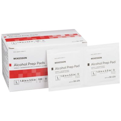 Alcohol Prep Pad McKesson 70% Strength Isopropyl Alcohol Individual Packet Large Sterile. Case of 10 Boxes