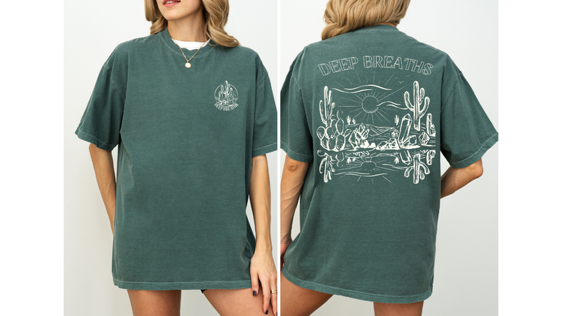 Deep Breaths Comfort Colors TEE in BLUE SPRUCE