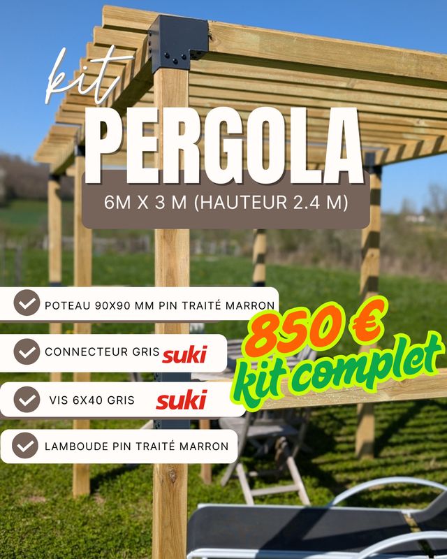 KIT PERGOLA 6 x 3 m H2.40m