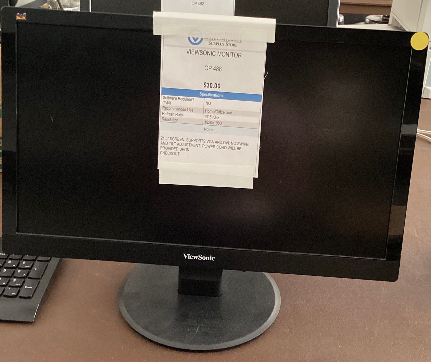 View sonic monitor OP 488
