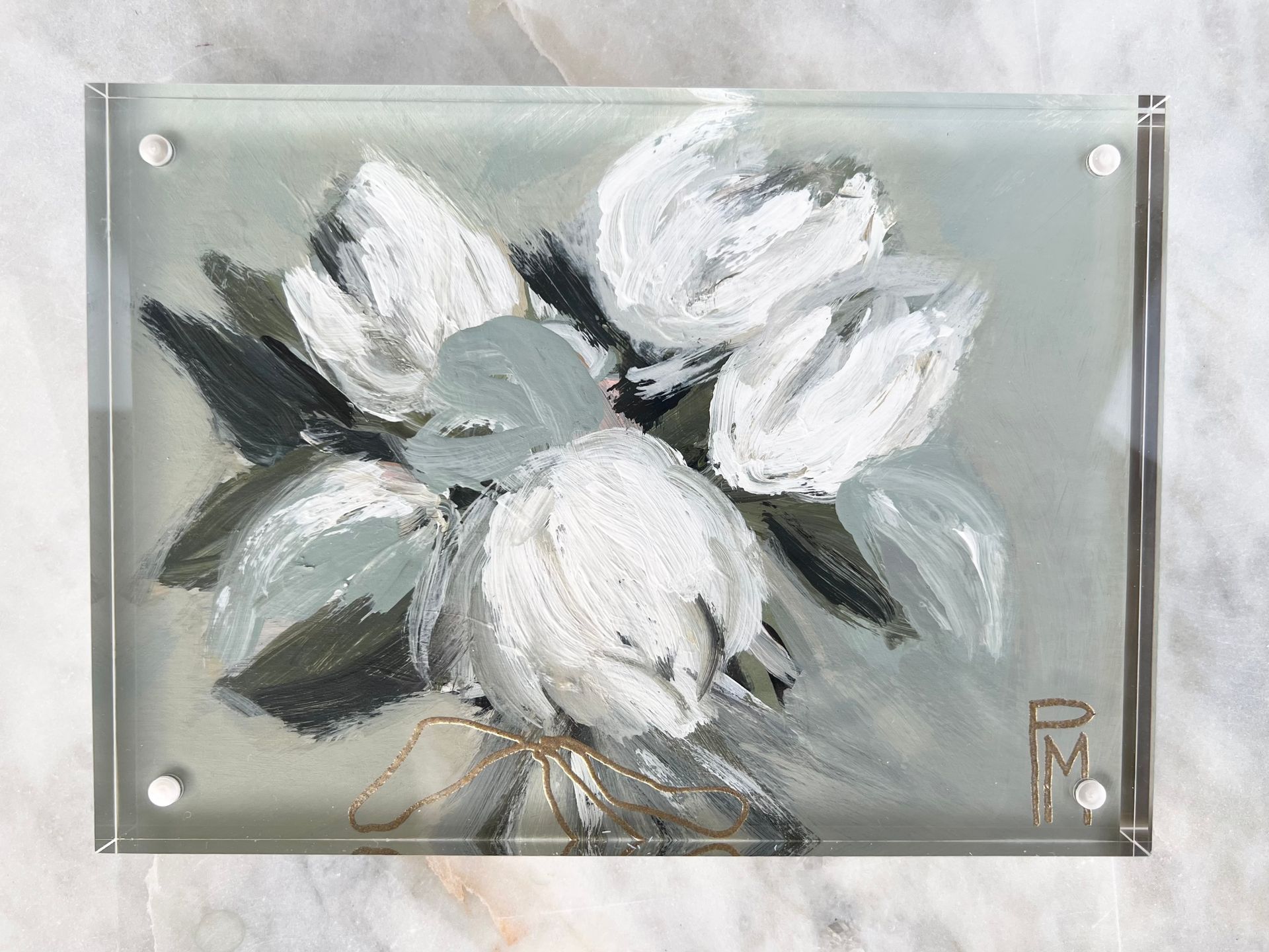 White and Gray Peonies